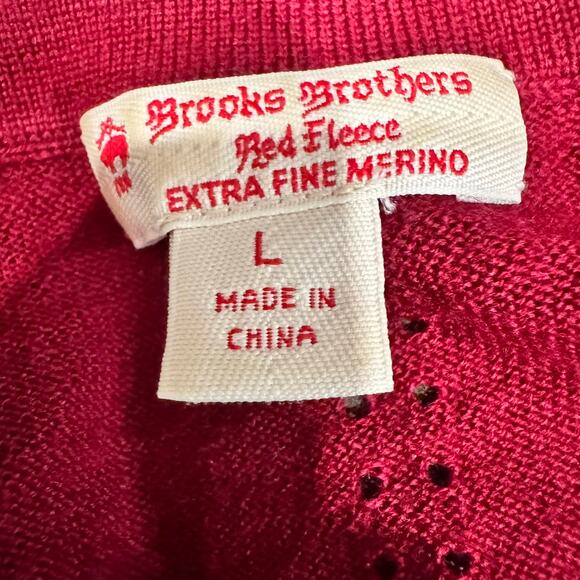 Brooks Brothers Merino Wool V-Neck Sweater Women’s L Burgundy 3/4 Sleeve - Picture 3 of 7